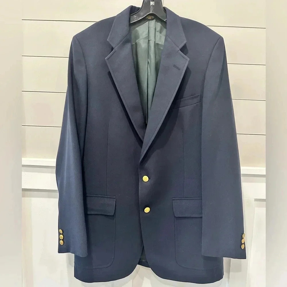 John Weitz 2 Button Single Vent 42L‎ Sport Coat Navy Blue / Sleeve 27"